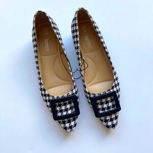 NWT CL BY CHINESE LAUNDRY HOUNDSTOOTH SHOES FLATS LOW BLOCK HEEL GRANNYCORE VTG